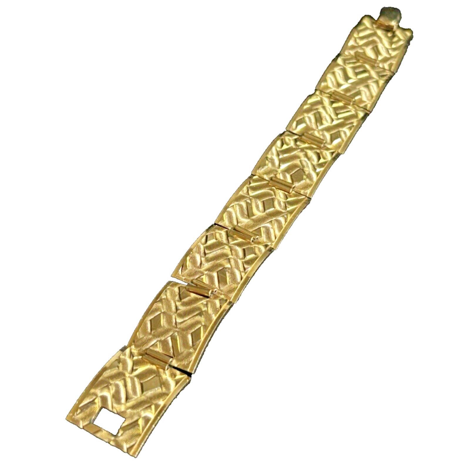 Vintage Panel Bracelet Gold Tone Etched Design By Anson 7